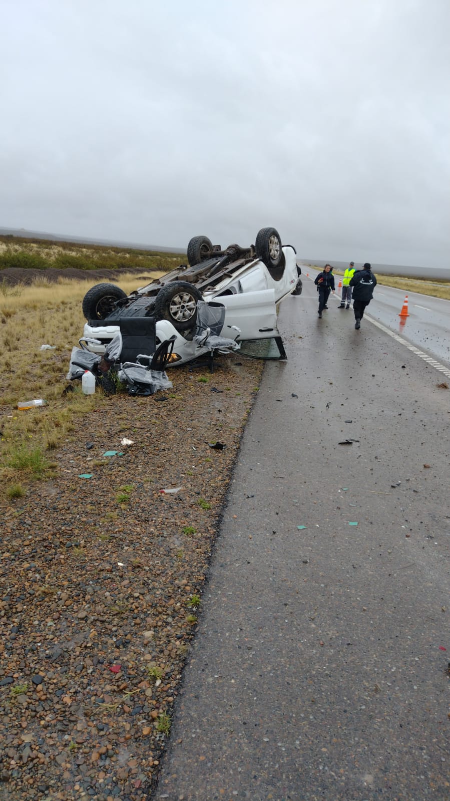 Vuelco sin lesionados entre Madryn y Trelew