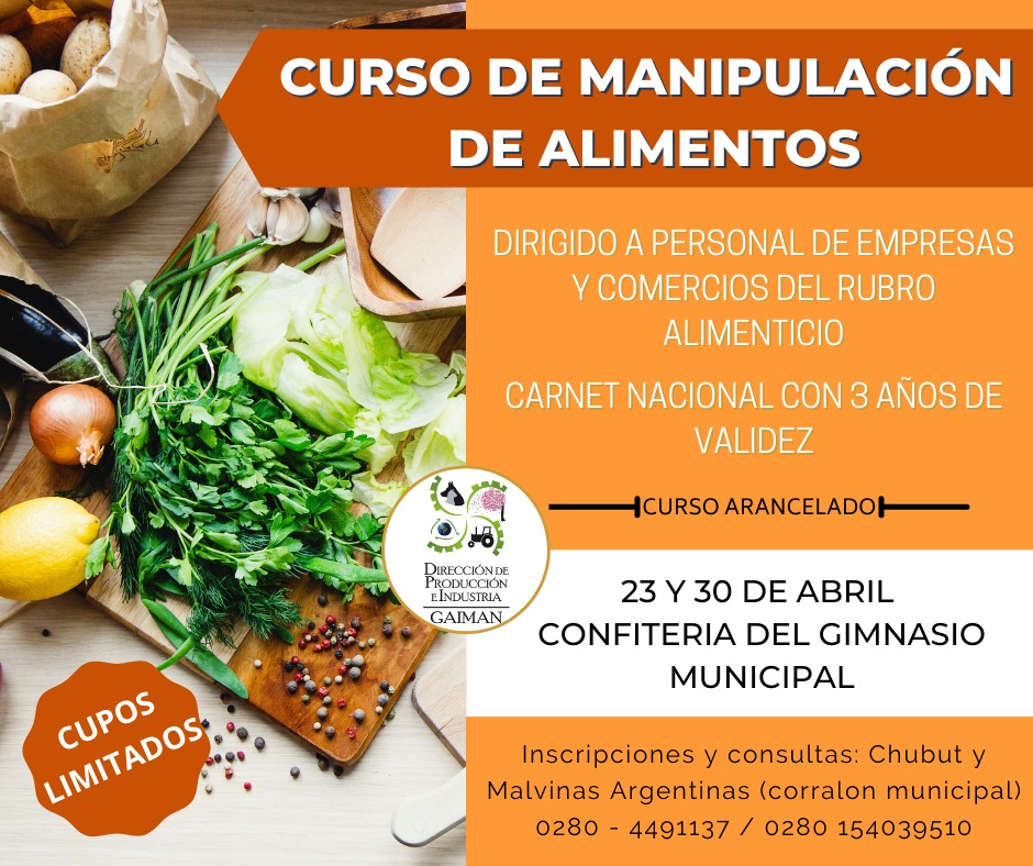 Inscripciones abiertas para el curso de Manipulación de Alimentos