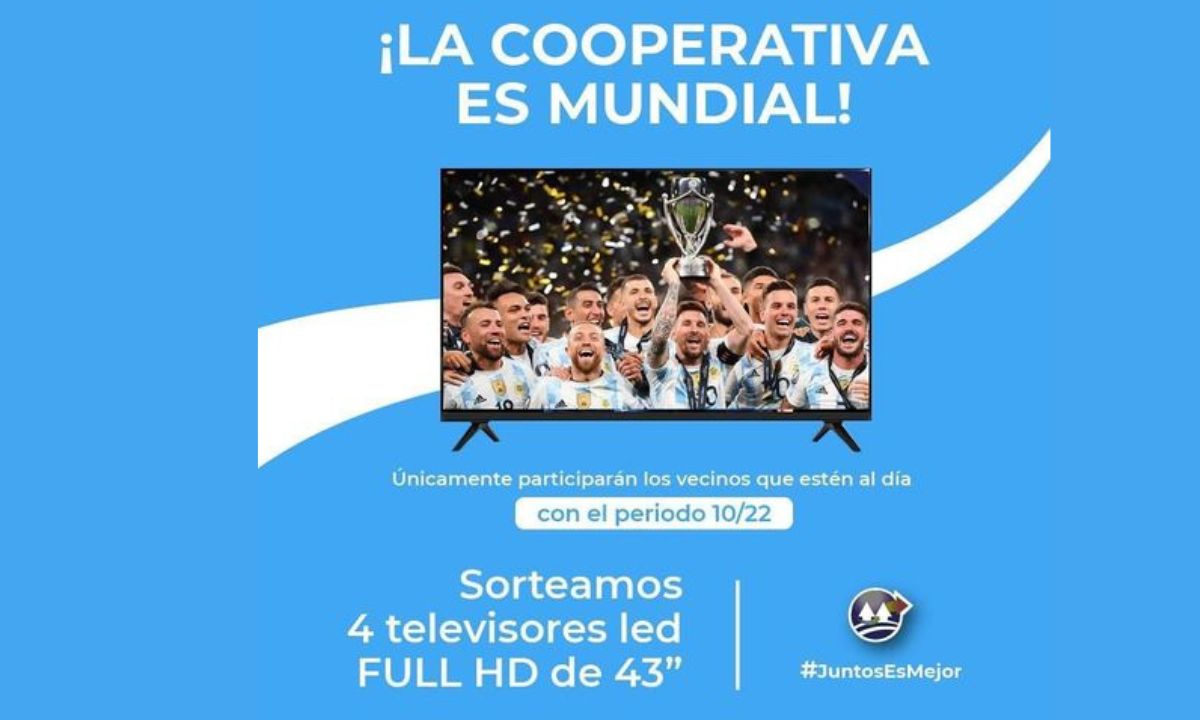 La cooperativa de Rawson sortea 4 Tv de 43 pulgadas