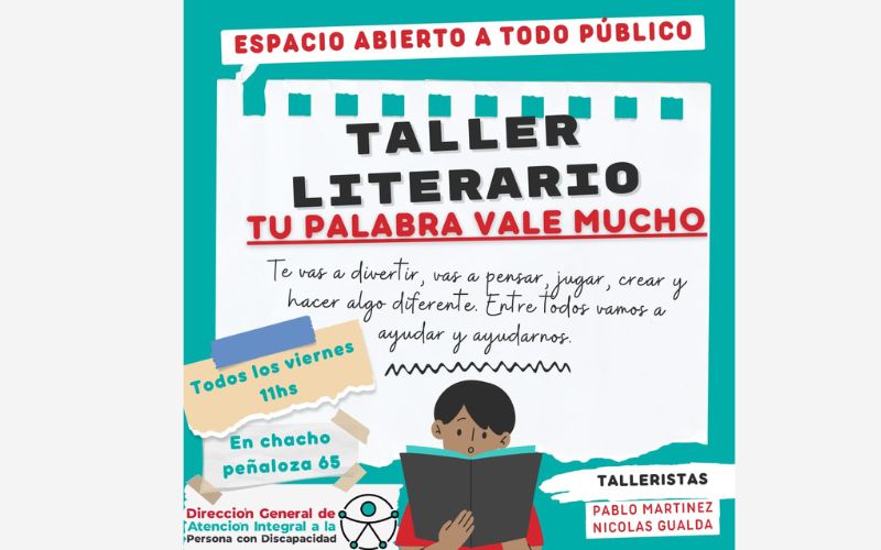 El área de Discapacidad realizará un Taller Literario abierto al público