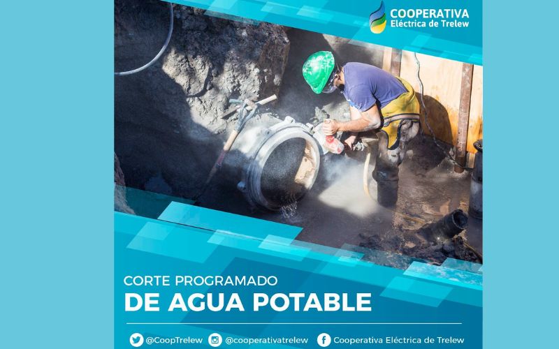 Trelew: Este jueves habrá corte de agua en varios barrios de la ciudad