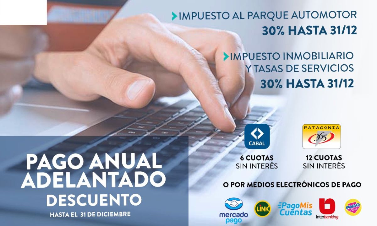 Trelew: Hasta el 31 de diciembre continuará el descuento del 30 por pago anual adelantado de impuestos