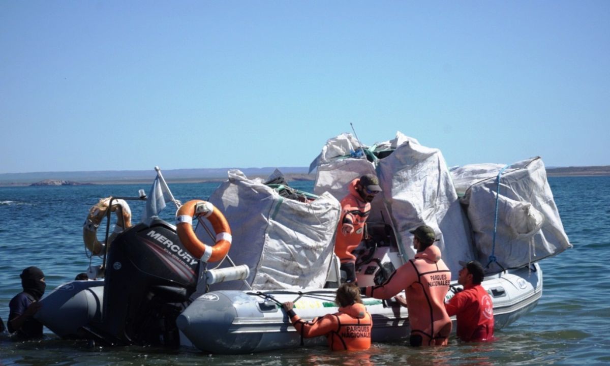 Se recolectaron 3 toneladas de residuos pesqueros en la Isla Tova, cercana a Camarones