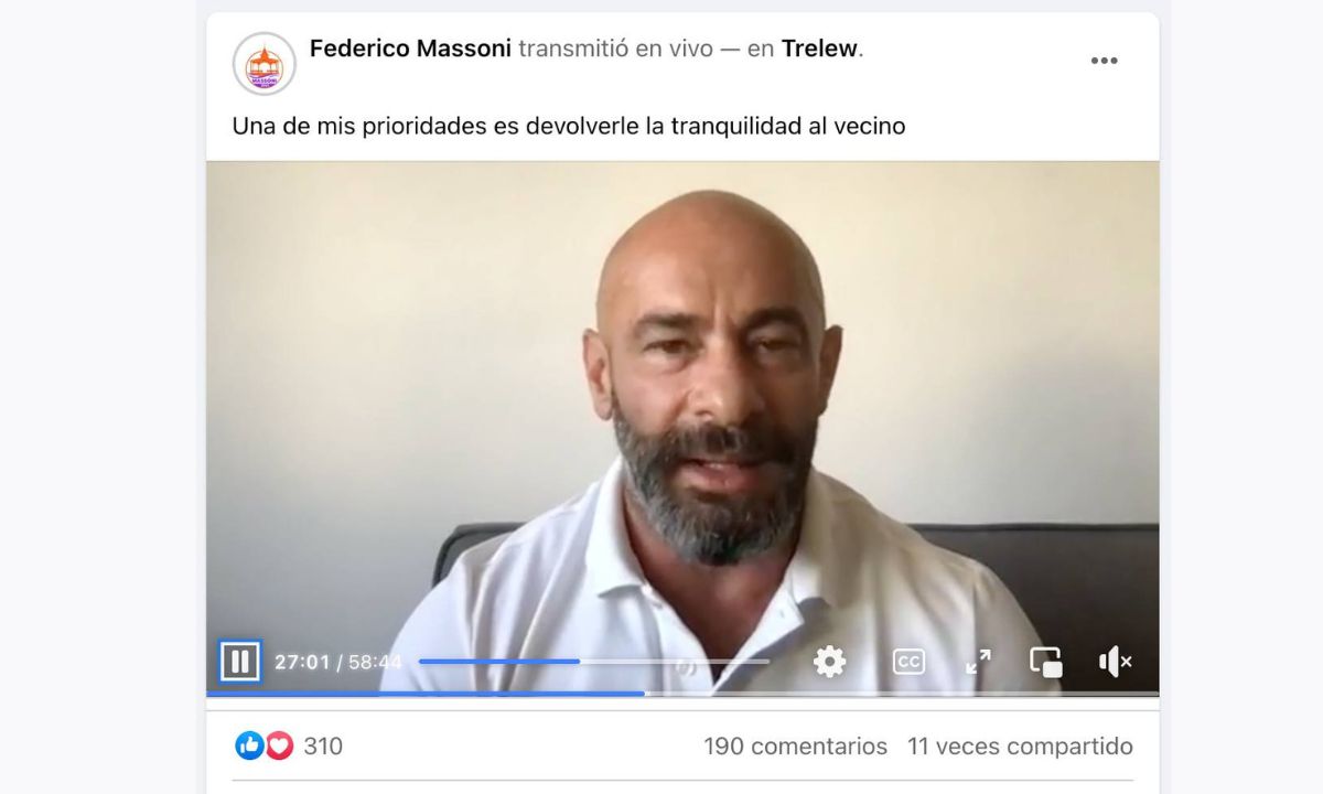 Massoni continuará el viernes con la conexión en vivo por Instagram y Facebook para conversar sobre sus propuestas para Trelew