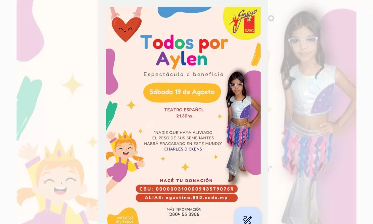Este sábado se realiza un espectáculo a beneficio de Aylen