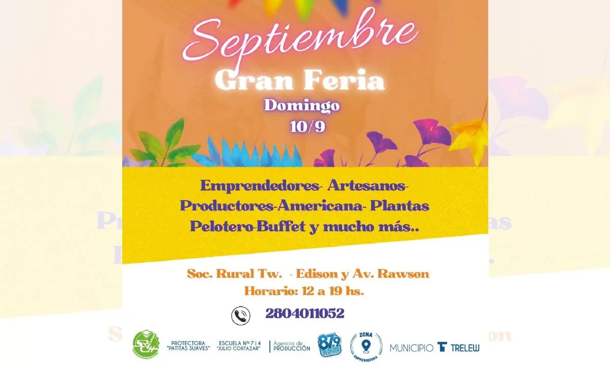 El Municipio de Trelew organiza la 1ra Feria Itinerante de Septiembre