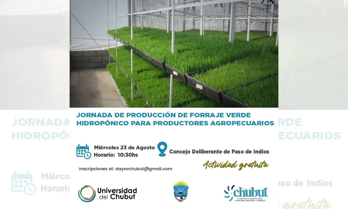 El Gobierno Provincial convoca a la Primera Jornada sobre Producción de Forraje Verde Hidropónico en Paso de Indios