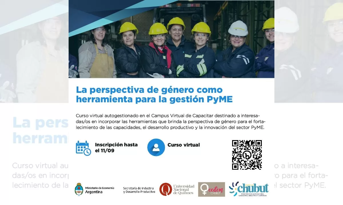 Provincia recuerda que están abiertas las inscripciones para el curso: “La perspectiva de género como herramienta para la gestión PyME”