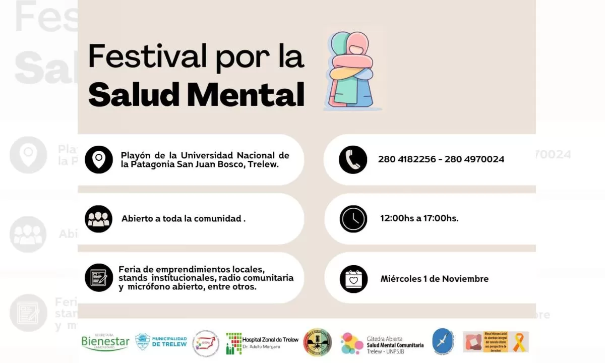 El Municipio de Trelew participará del Festival por el Día de la Salud Mental