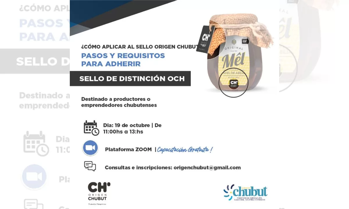 Provincia organiza capacitación para asistir a productores y emprendedores en la adhesión al sello “Origen Chubut”