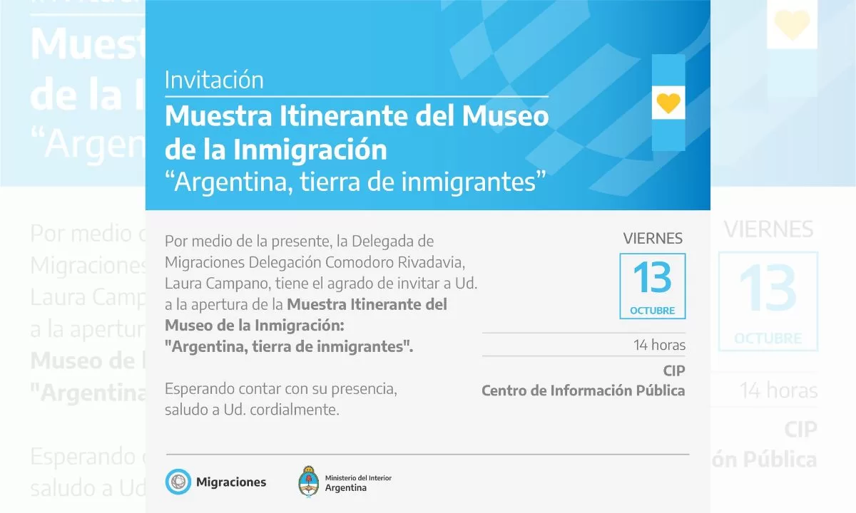 Se concretará la muestra itinerante “Argentina Tierra de Inmigrantes”