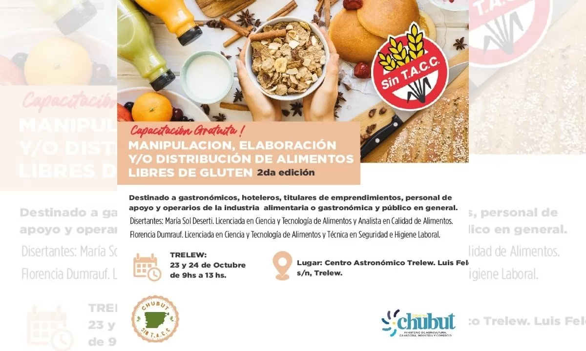Provincia invita a participar de una nueva edición de los talleres sobre manipulación de Alimentos Libres de Gluten