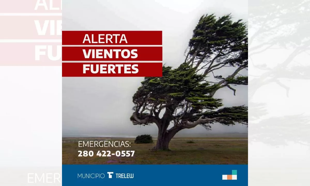 El Municipio de Trelew advierte sobre vientos fuertes