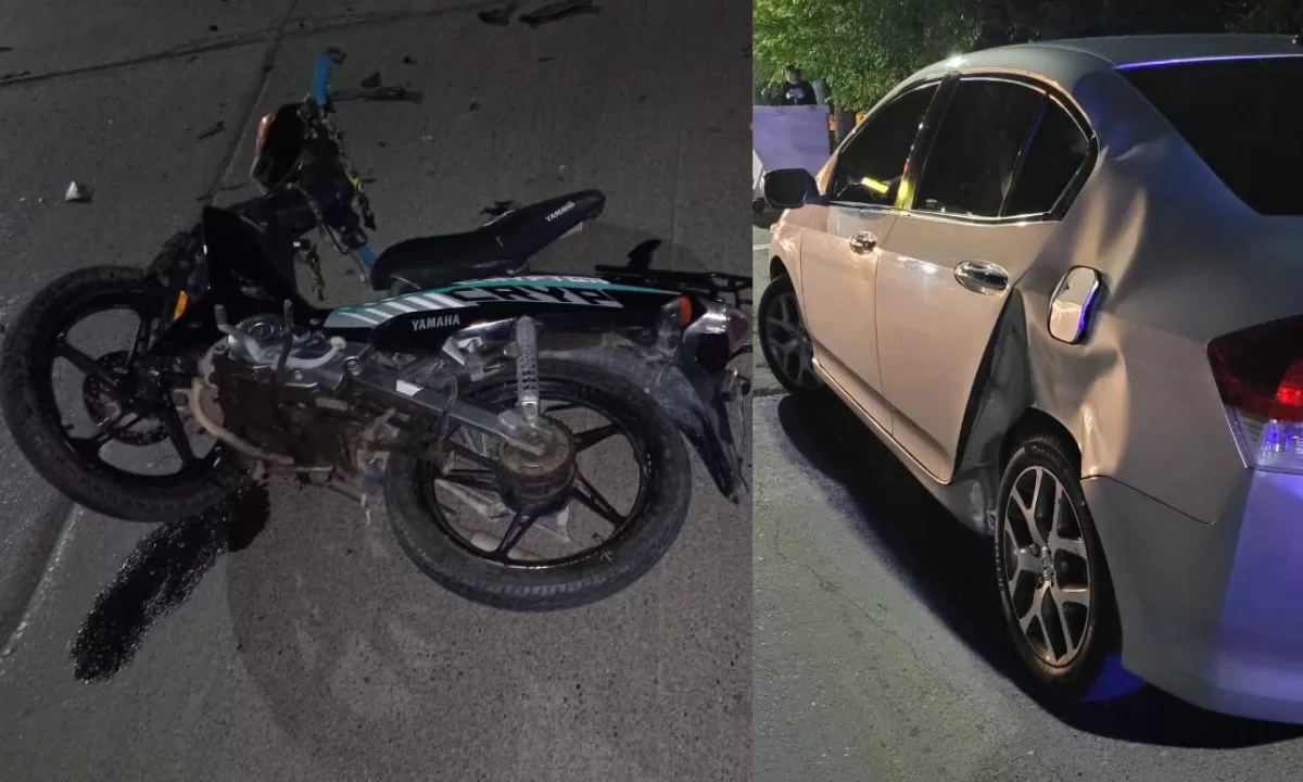Choque entre una moto y un auto