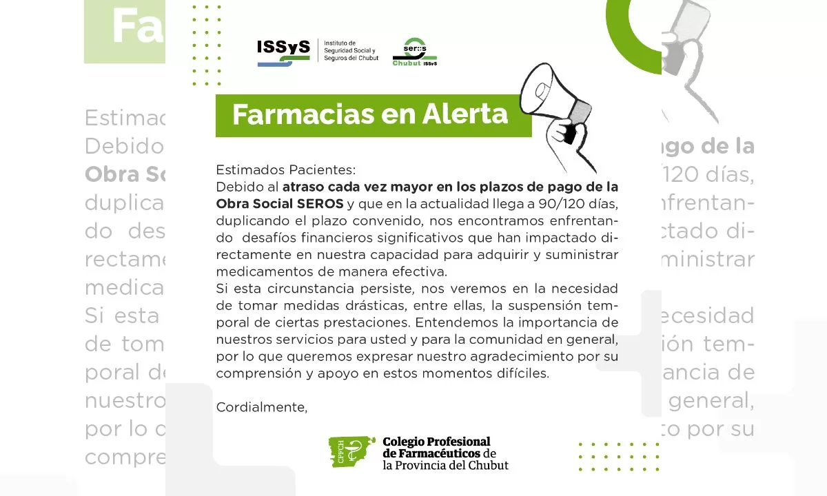 Peligra el servicio de farmacias con SEROS
