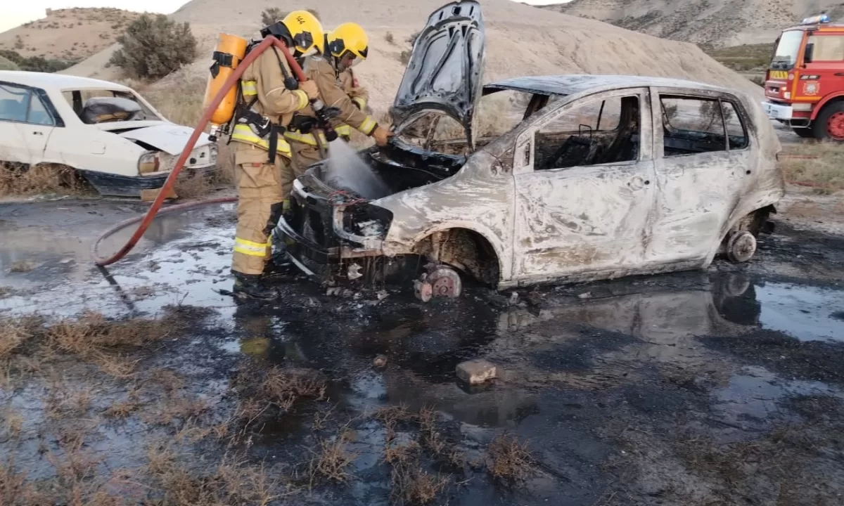 Incendio de auto sobre la Ruta 25 en zona de chacras