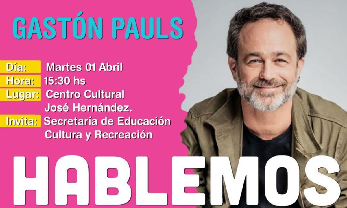 Gastón Pauls brindará la charla de prevención de adicciones “Hablemos” en Rawson