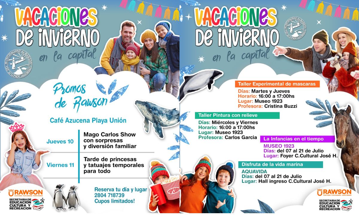 Rawson promueve una amplia propuesta cultural y recreativa para infancias durante las vacaciones de invierno