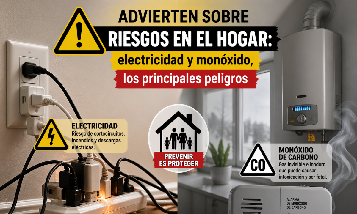 Advierten sobre riesgos en el hogar: electricidad y monóxido, los principales peligros