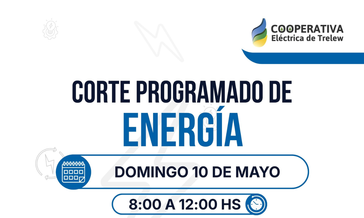 Corte de energía programado para el domingo 10 de mayo