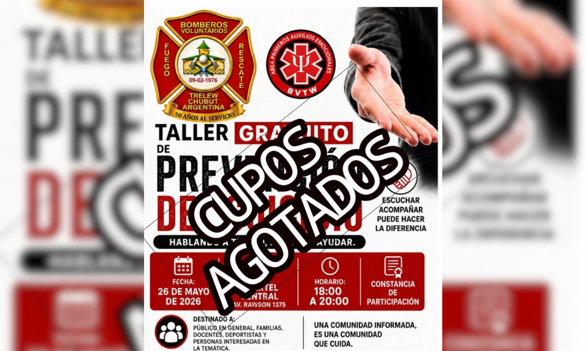 Bomberos de Trelew agotó los cupos para un taller sobre prevención del suicidio