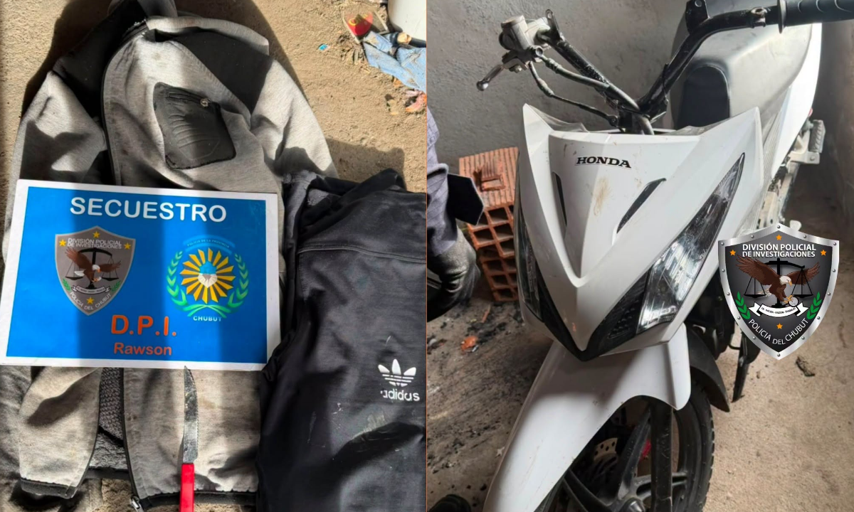 Allanamiento por amenazas y lesiones en Rawson permitió secuestrar un cuchillo y recuperar una motocicleta robada