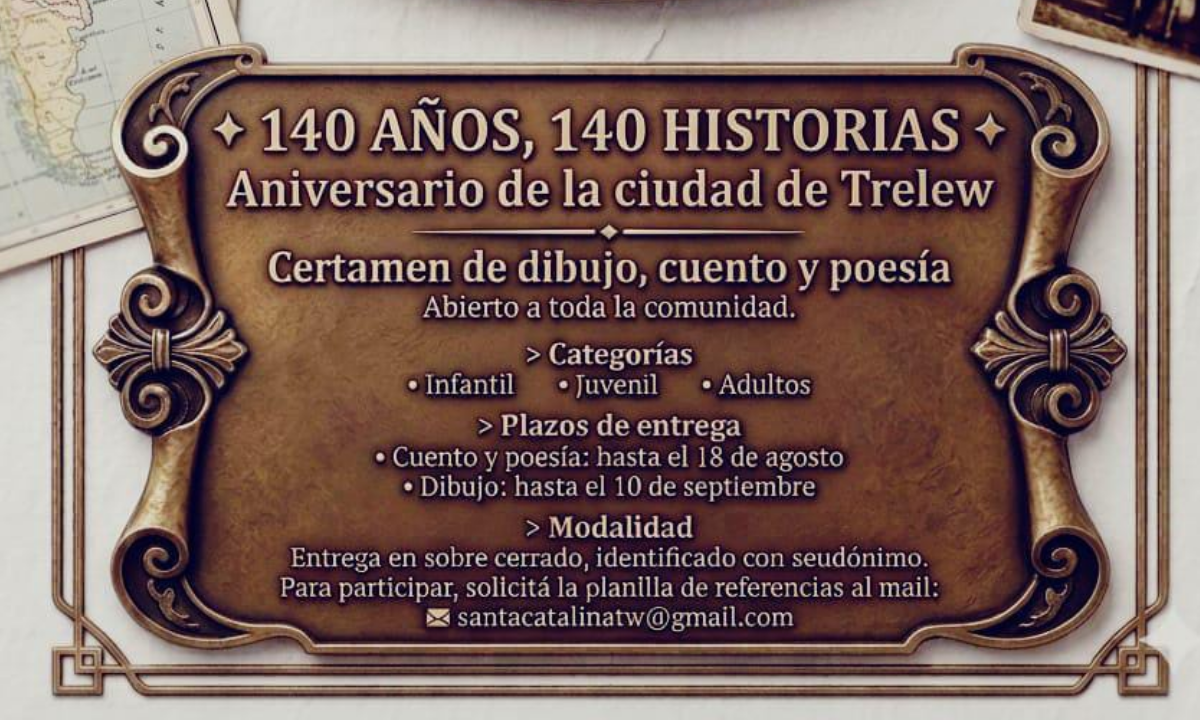 Concurso por los 140 años de Trelew invita a vecinos a contar la identidad de la ciudad con poesía, cuentos y dibujos