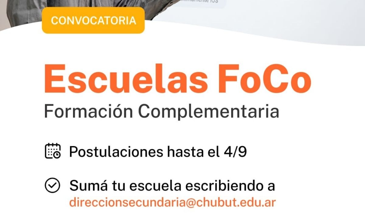 Educación: últimos días para que las secundarias se sumen a Escuelas FoCo