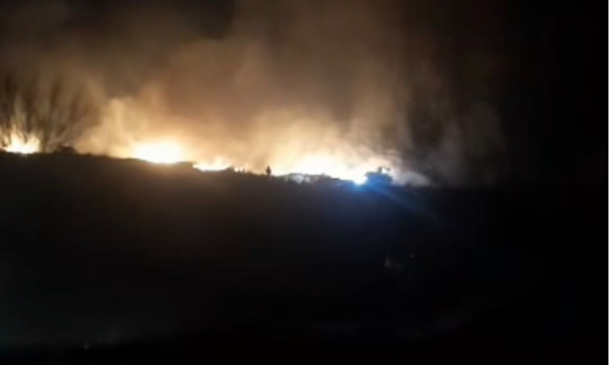 Incendio de pastizales en Ruta 7