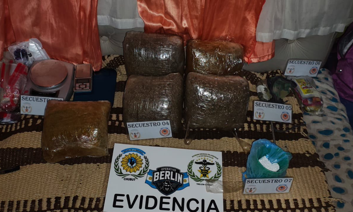 Importante operativo antidrogas: 17 detenidos y más de 18 kilos de droga secuestrados en Chubut