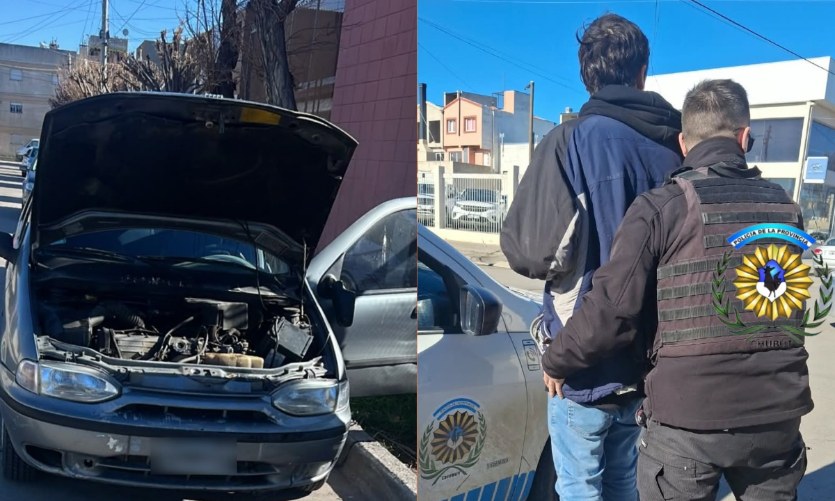Aprehendieron a un hombre acusado de intentar robar la batería de un vehículo en Trelew