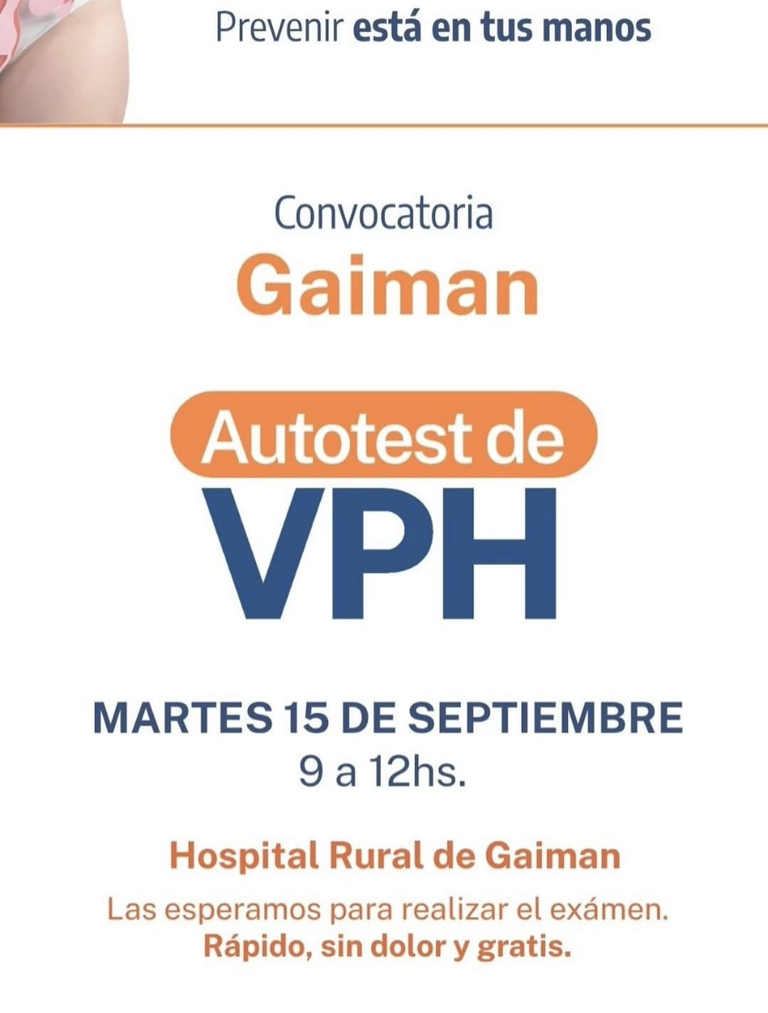 Jornada de autotest de VPH en el Hospital Rural de Gaiman