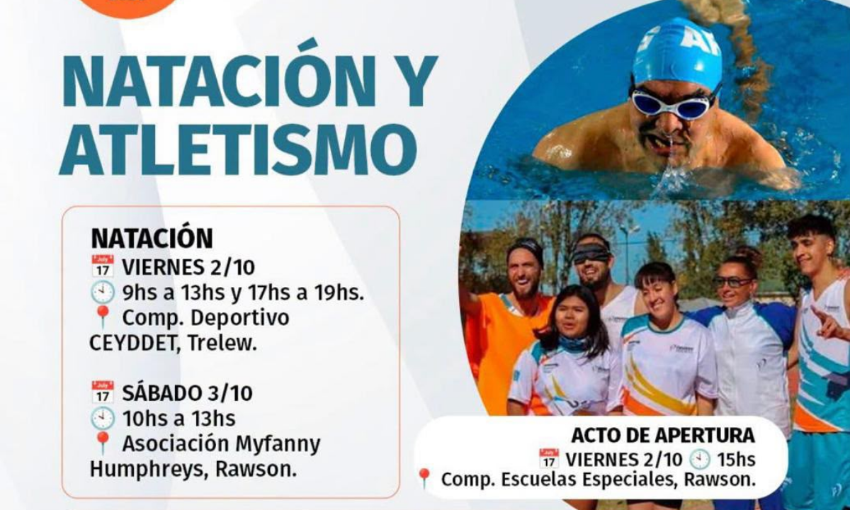 Juegos Chubutenses PCD 2026: más de 160 deportistas competirán en Natación y Atletismo