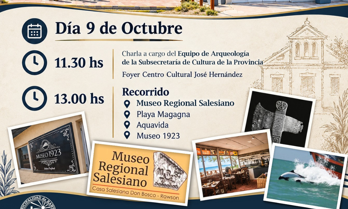 Rawson y Provincia organizan un itinerario guiado por el Día del Patrimonio Histórico y Cultural